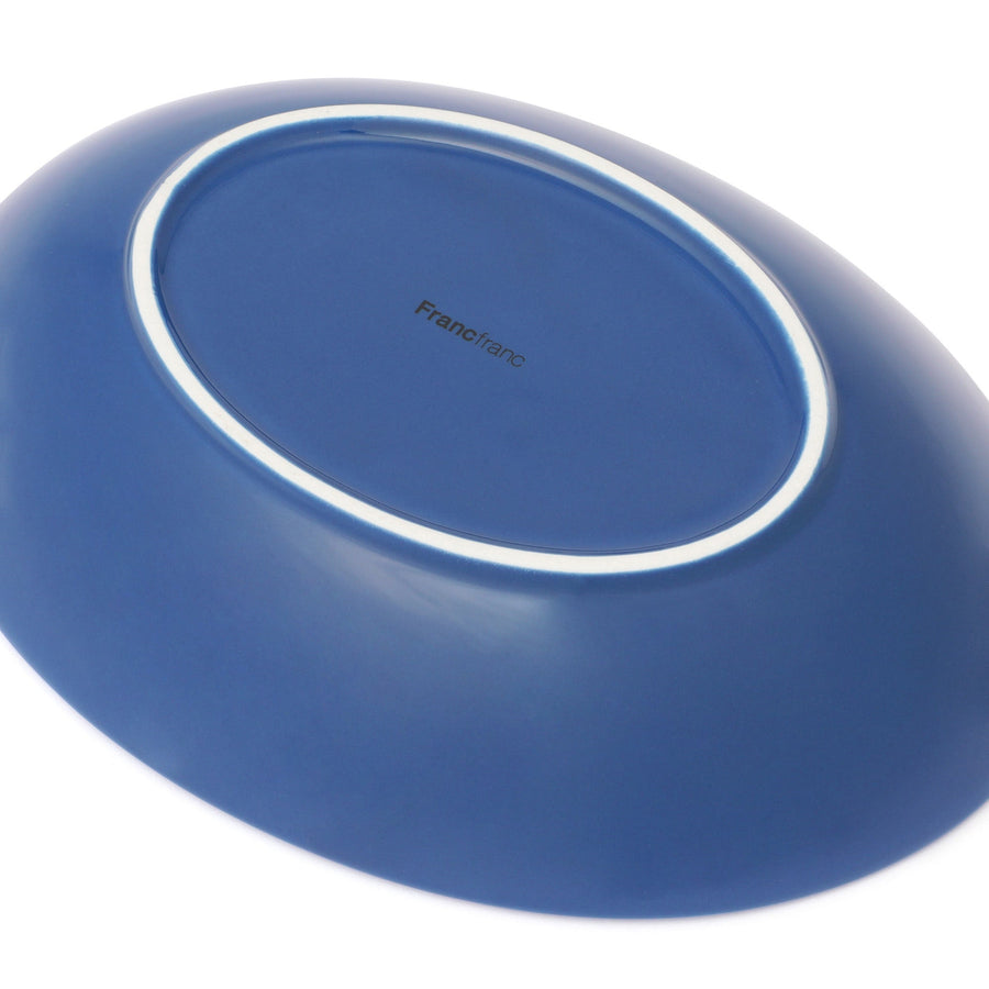 色々皿 オーバルディーププレート ネイビーフラワー