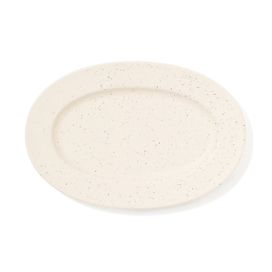 スプラッター オーバルプレート アイボリー
