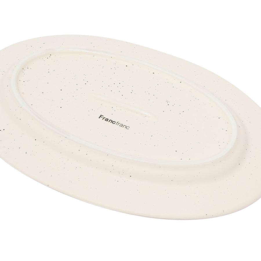 スプラッター オーバルプレート アイボリー