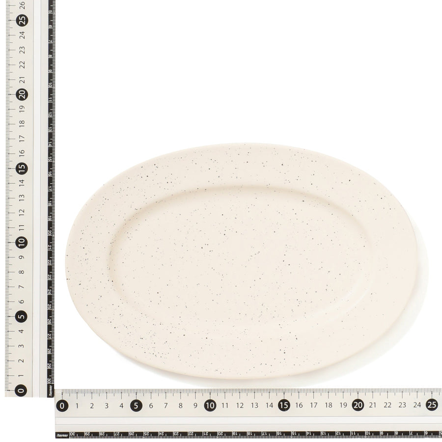 スプラッター オーバルプレート アイボリー
