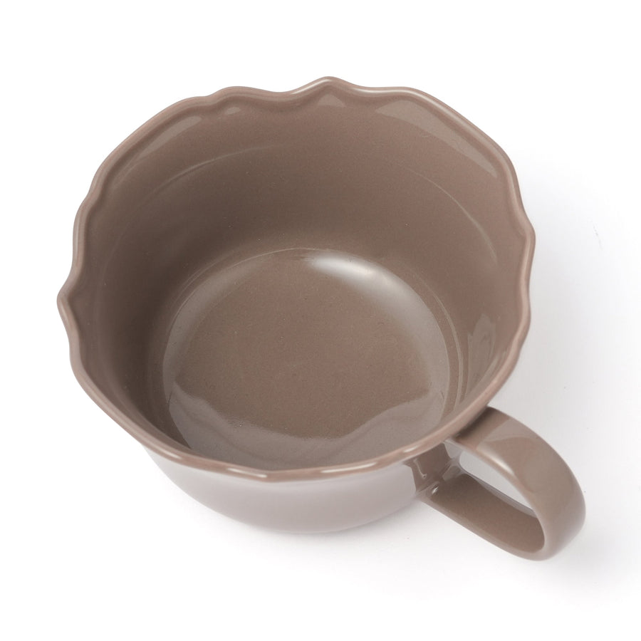 フラワーリム スープカップ ブラウン