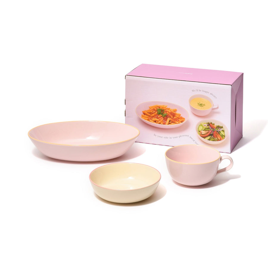 オルディカラフル かんたんごはん 食器3点セット ピンク