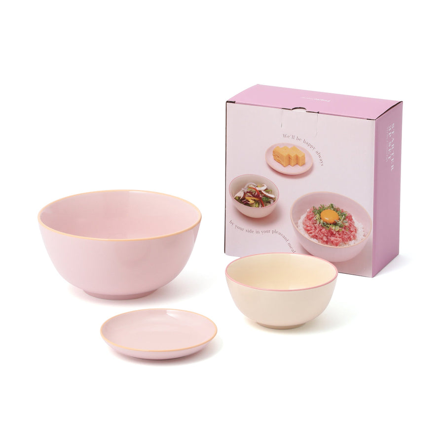 オルディカラフル てがるごはん 食器3点セット ピンク