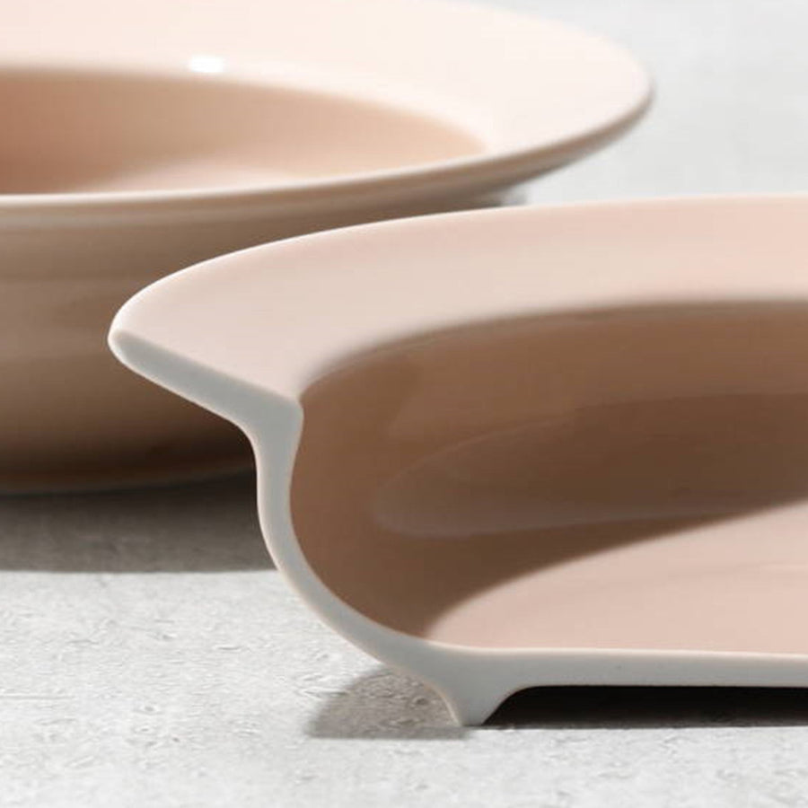 Mino ware, easy-to-scoop deep plate, pink