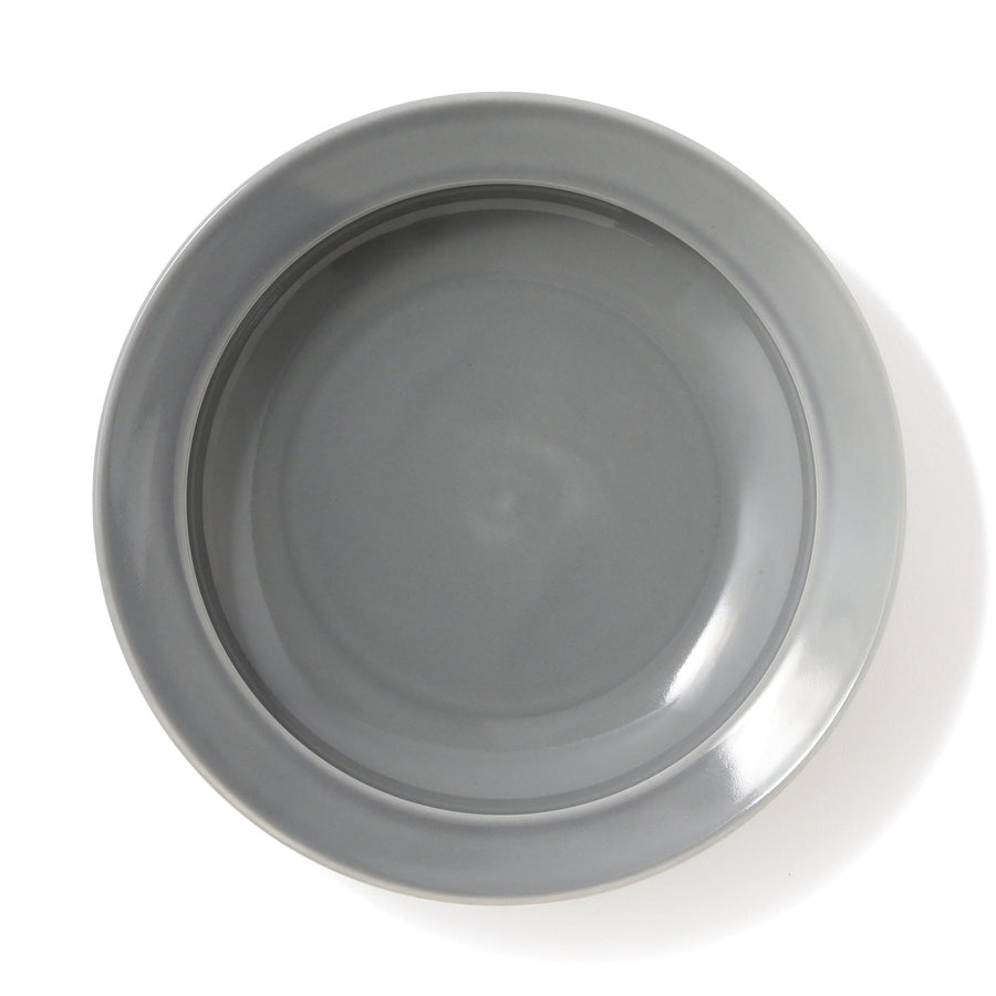 Mino ware, easy-to-scoop deep plate, grey