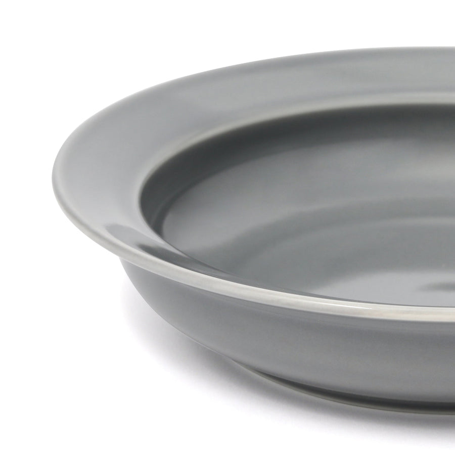 Mino ware, easy-to-scoop deep plate, grey