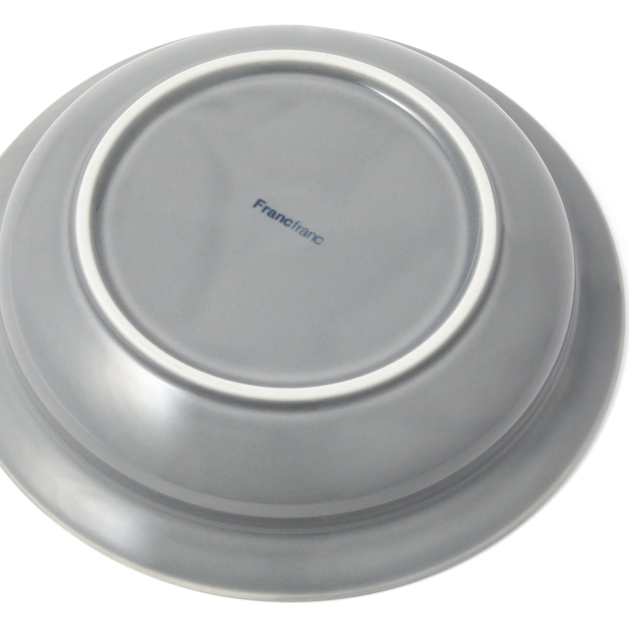 Mino ware, easy-to-scoop deep plate, grey