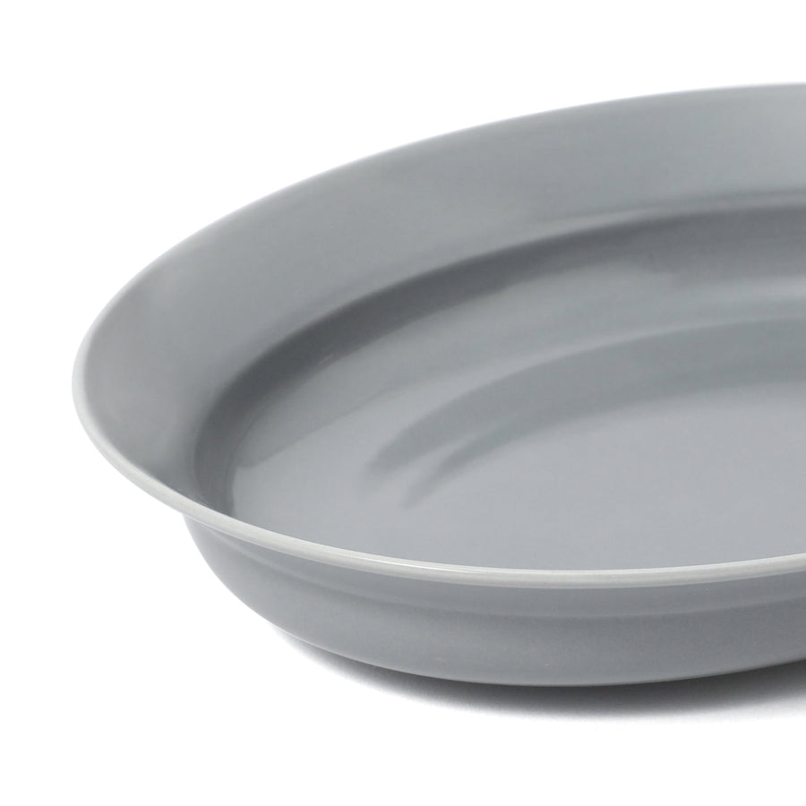 Minoyaki Easy-to-scoop Oval Plate, Gray