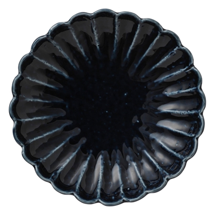 Mino Ware Flower Plate, Navy