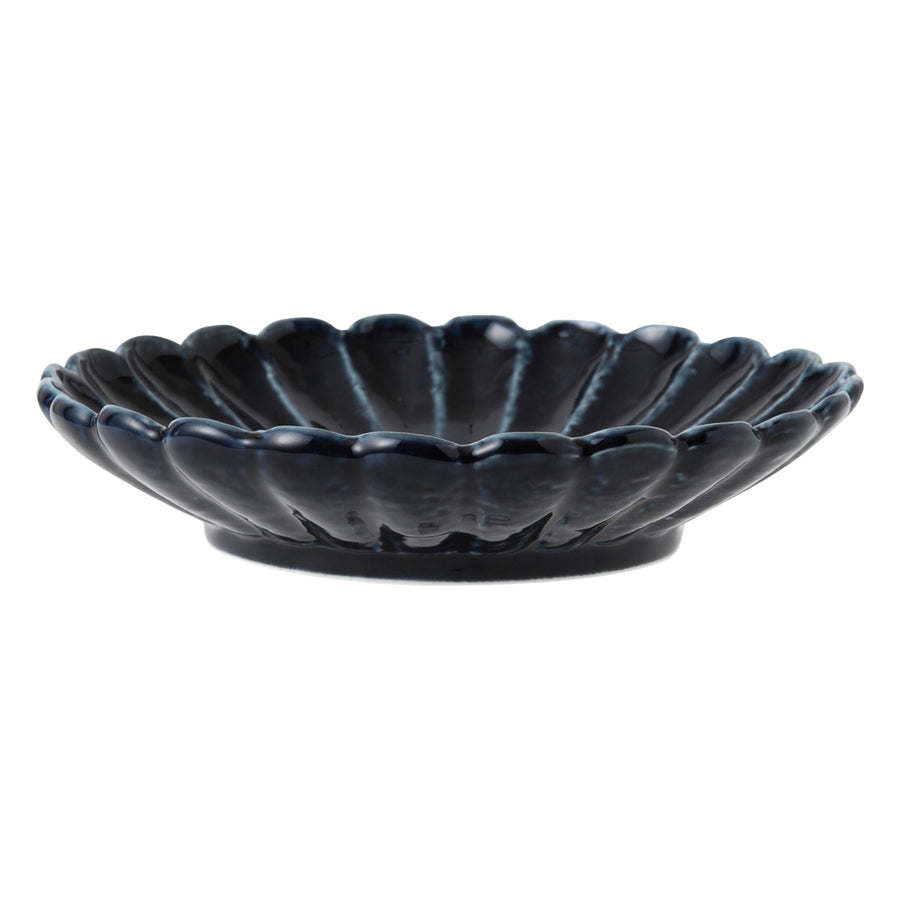 Mino Ware Flower Plate, Navy