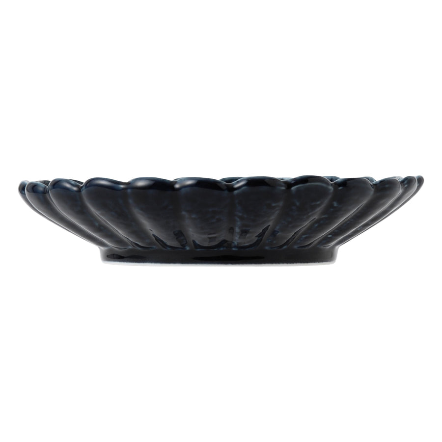 Mino Ware Flower Plate, Navy