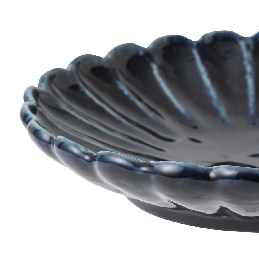 Mino Ware Flower Plate, Navy