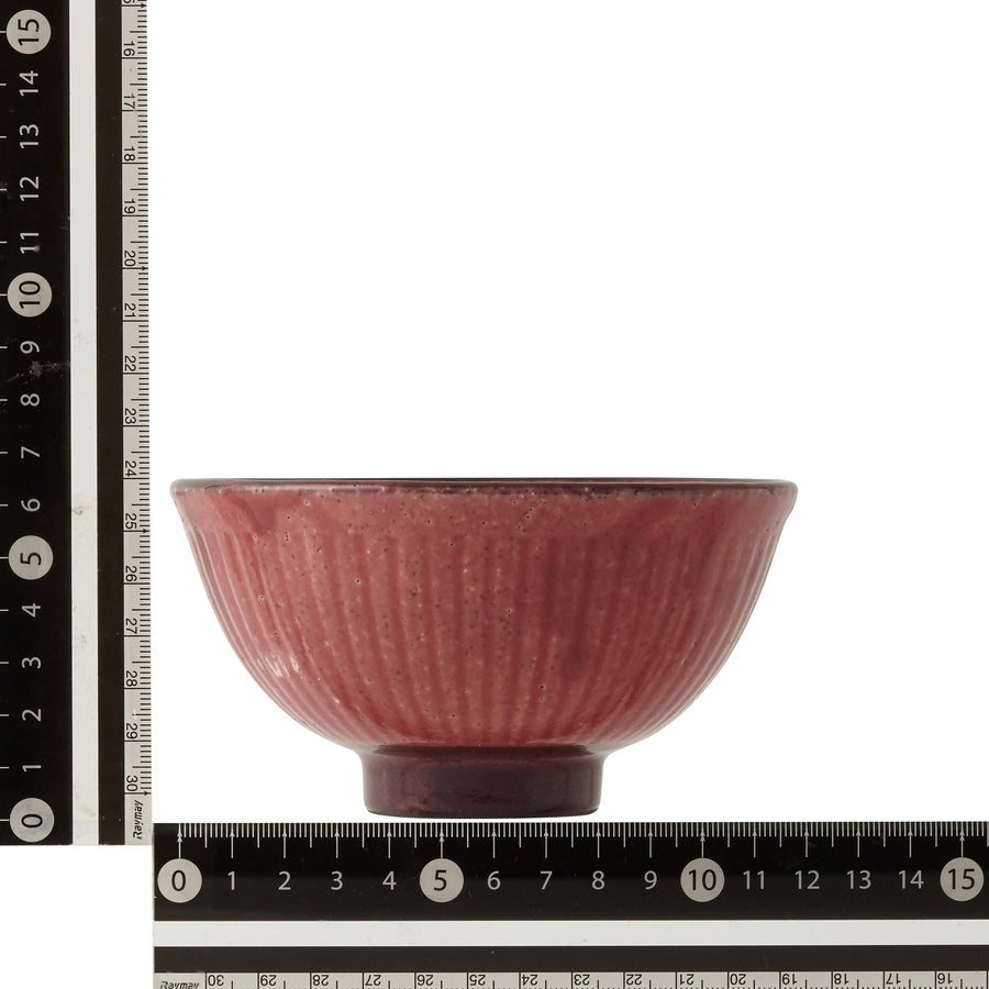 Mino ware rice bowl Shinogi M Red