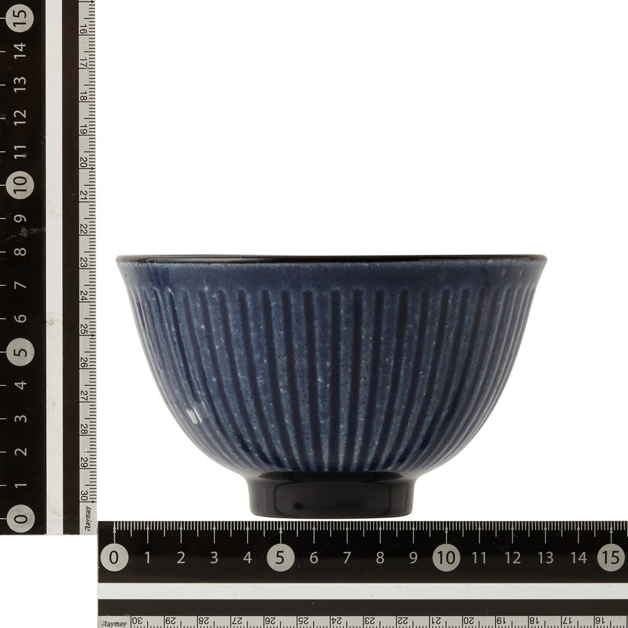 Mino ware rice bowl Shinogi L Blue