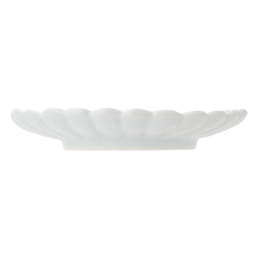 Mino ware flower medium plate, celadon