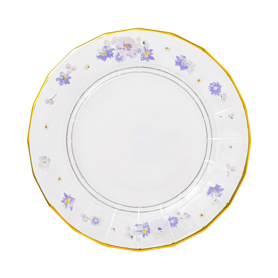 Flower Frill Glass Plate Purple