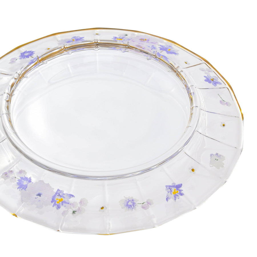 Flower Frill Glass Plate Purple