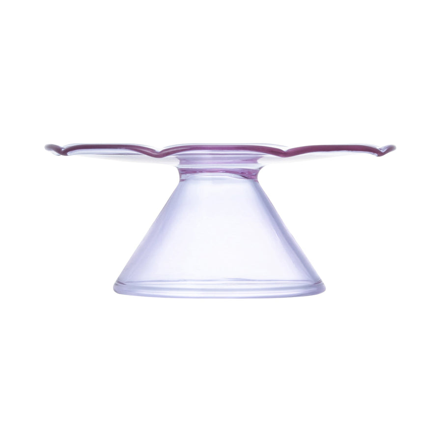 フラワーガラスケーキスタンド パープル
