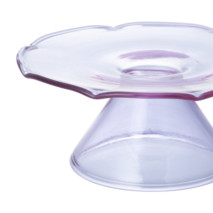 フラワーガラスケーキスタンド パープル