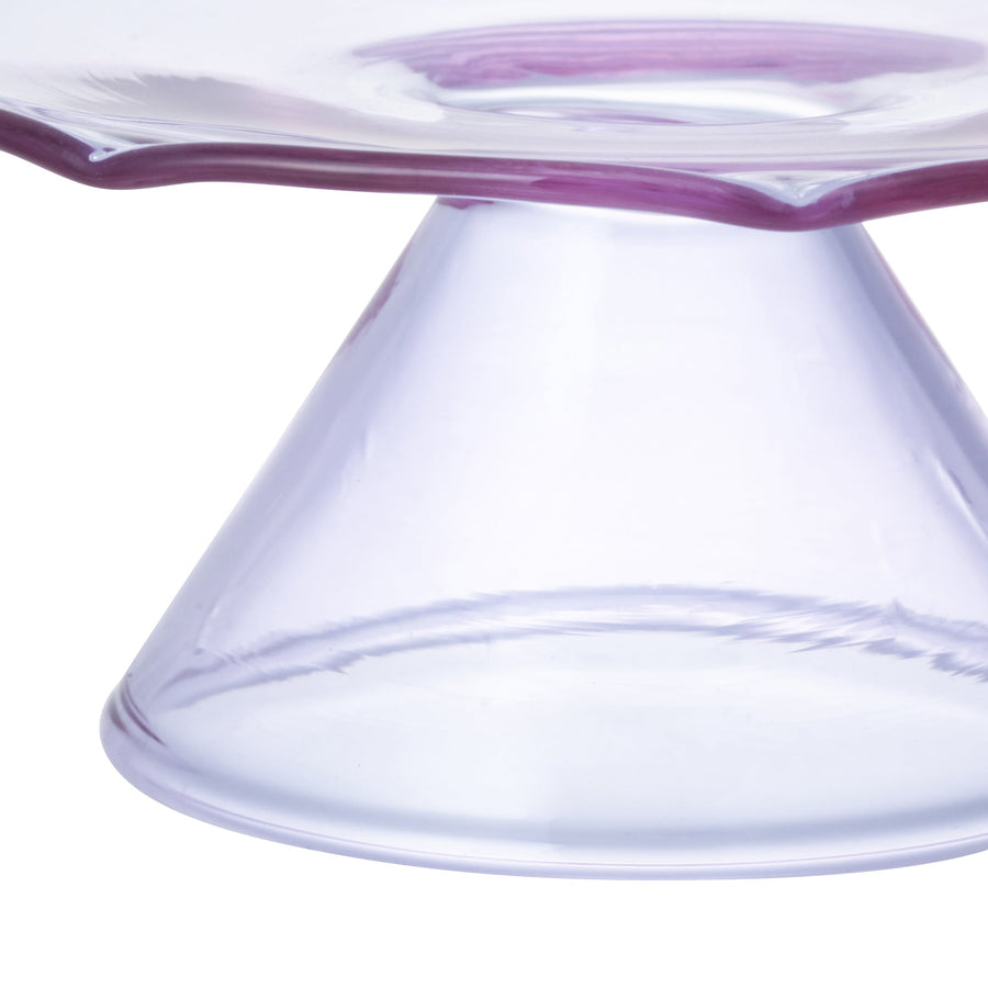 フラワーガラスケーキスタンド パープル