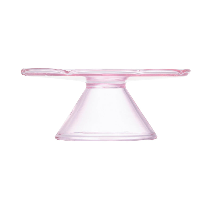 フラワーガラスケーキスタンド ピンク