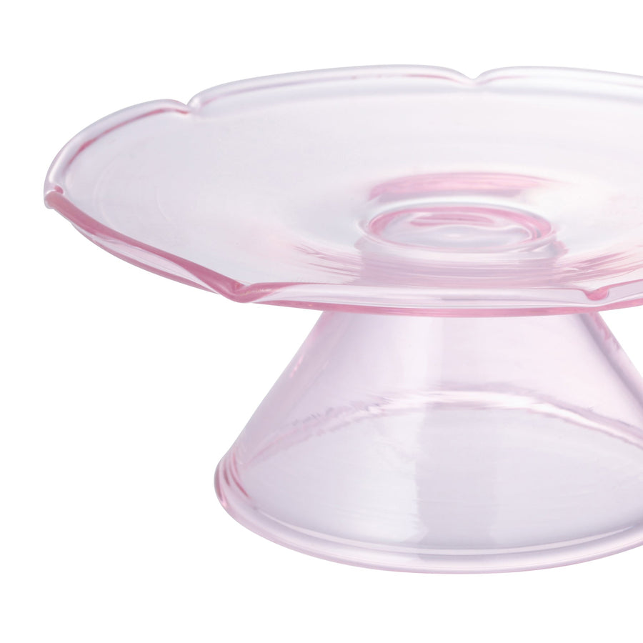 フラワーガラスケーキスタンド ピンク