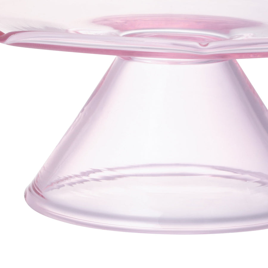 フラワーガラスケーキスタンド ピンク