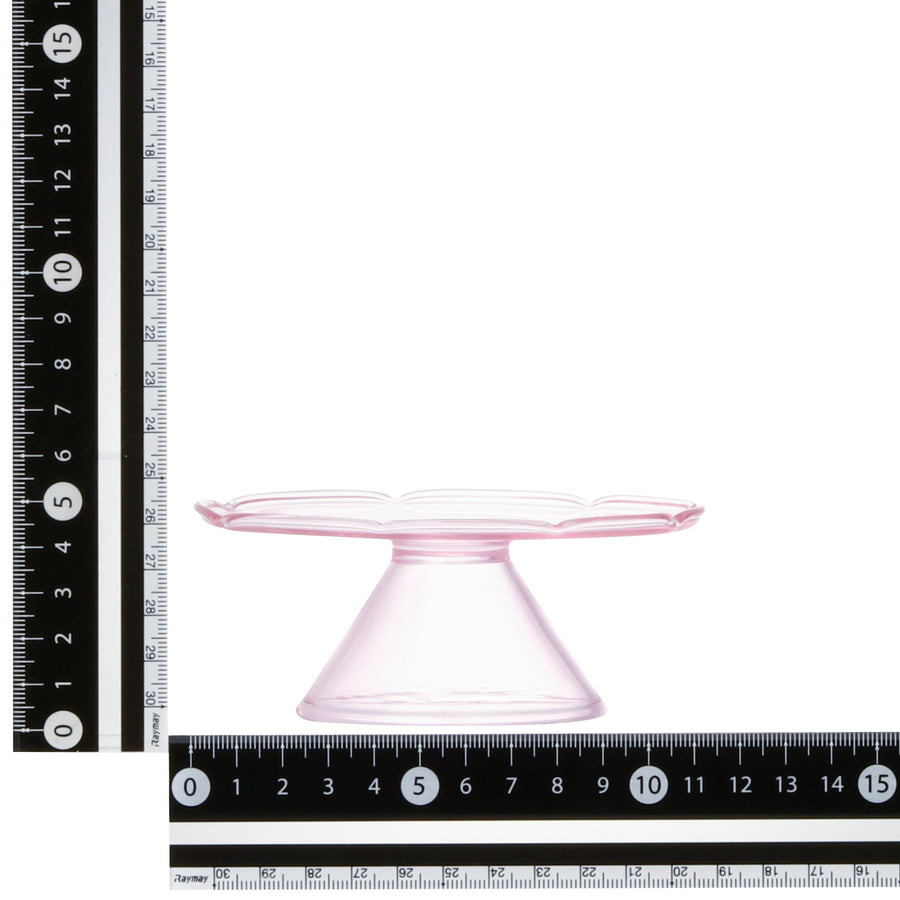 フラワーガラスケーキスタンド ピンク