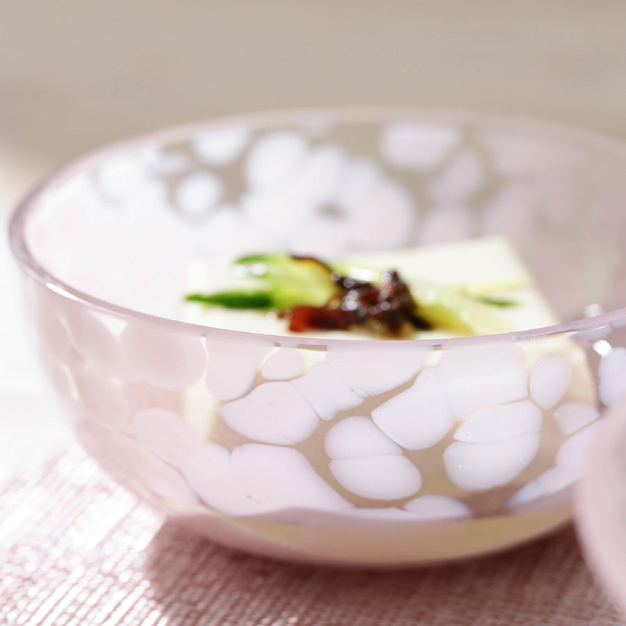 ドットパターン ガラスボウル S オレンジ