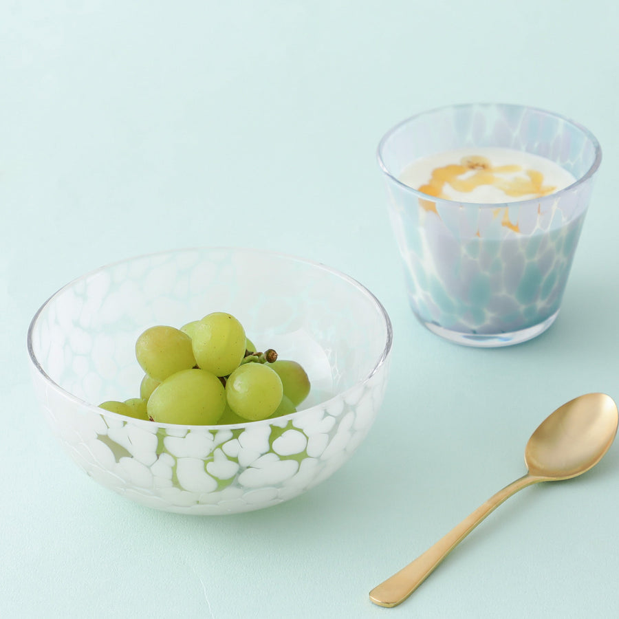 ドットパターン ガラスボウル S オレンジ