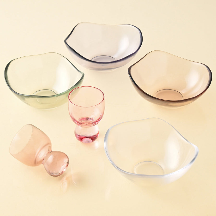 ウェーブレット ガラスボウル SS ピンク