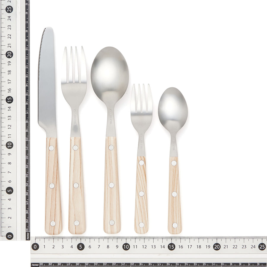 Cutlery 10-piece set, wood pattern, white