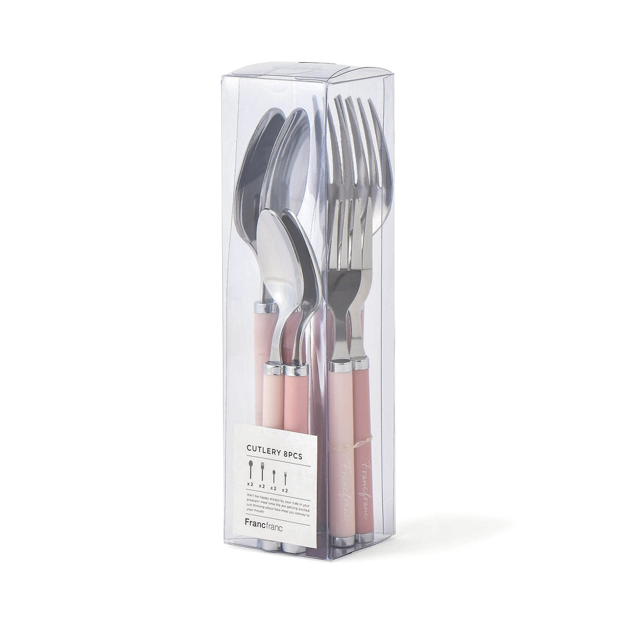 Cutlery 8-piece set with logo, pink