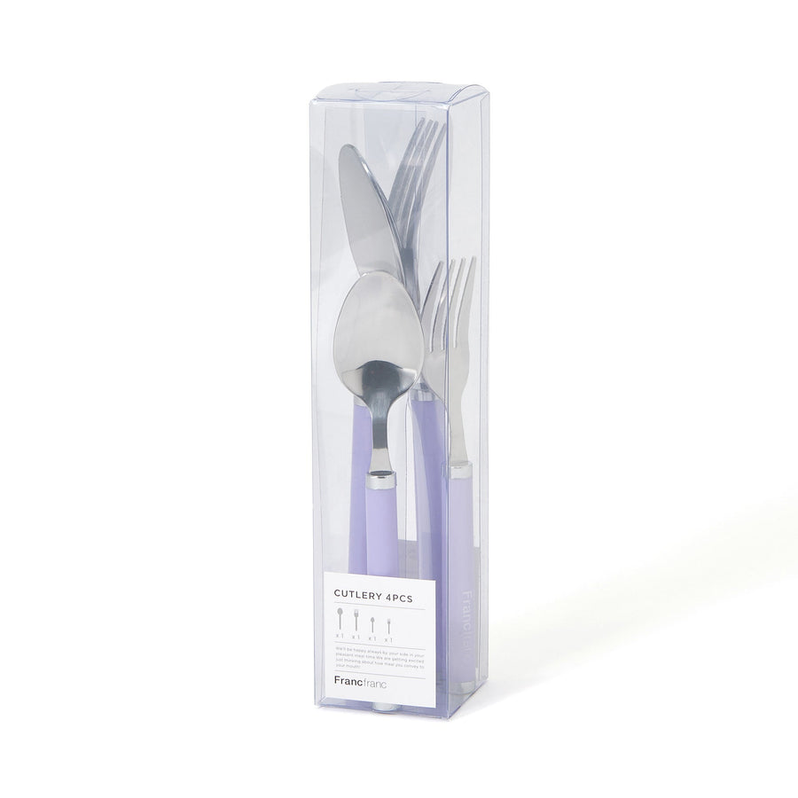 カトラリー 4本セット ロゴ パープル