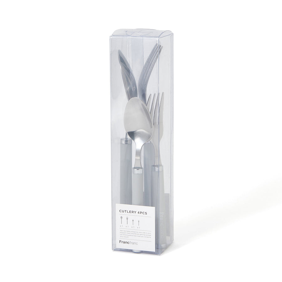 カトラリー 4本セット ロゴ グレー