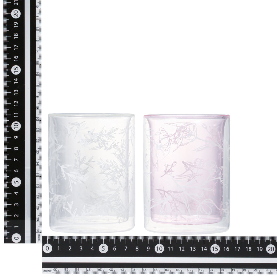 Flower &amp; Leaf Double Wall Glass (Set of 2)