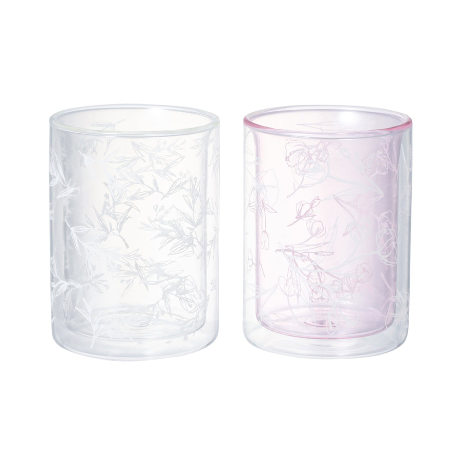 Flower &amp; Leaf Double Wall Glass (Set of 2)