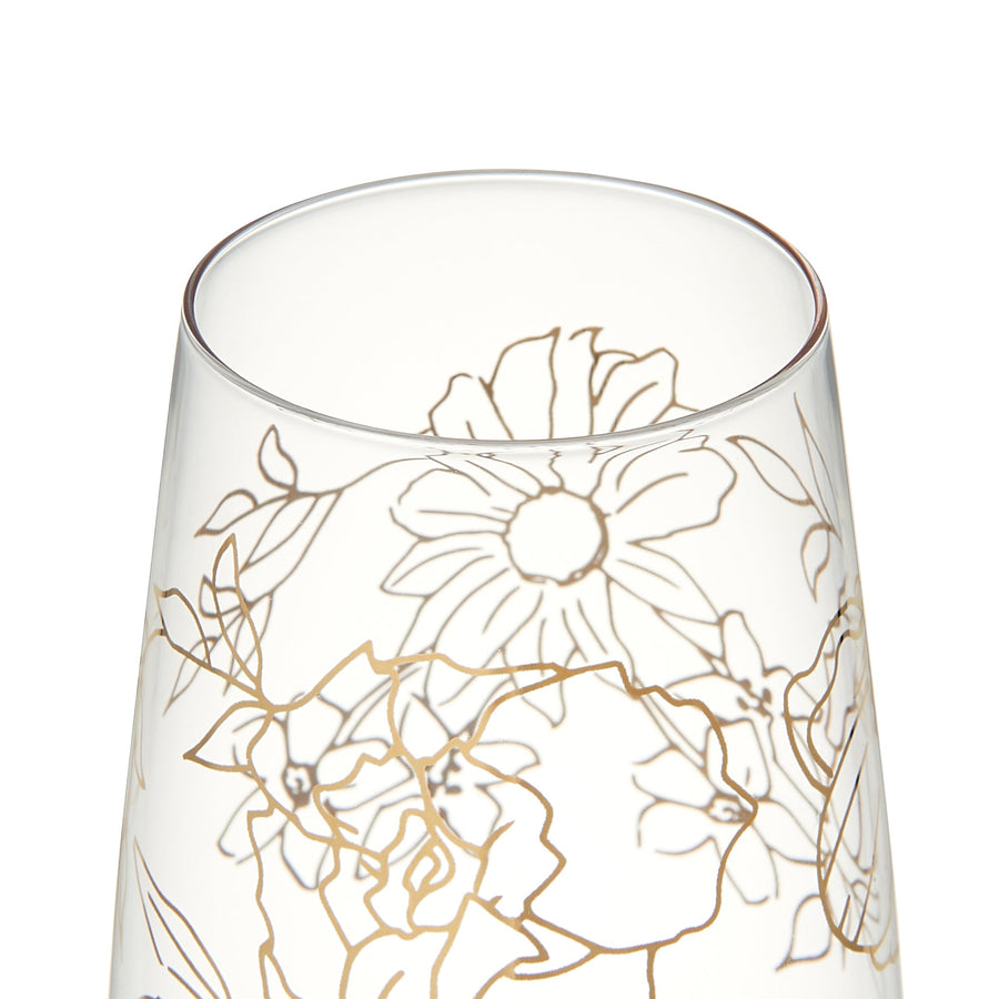 Flower &amp; Leaf Champagne Glasses, Grey