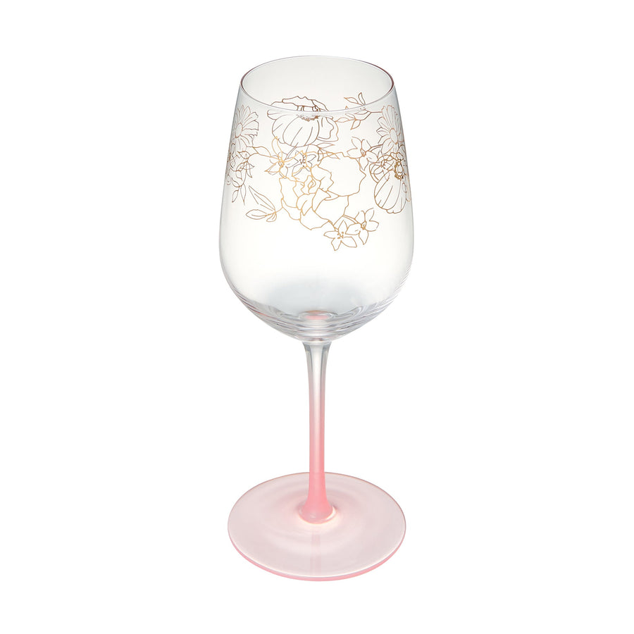 Flower &amp; Leaf Wine Glass Pink