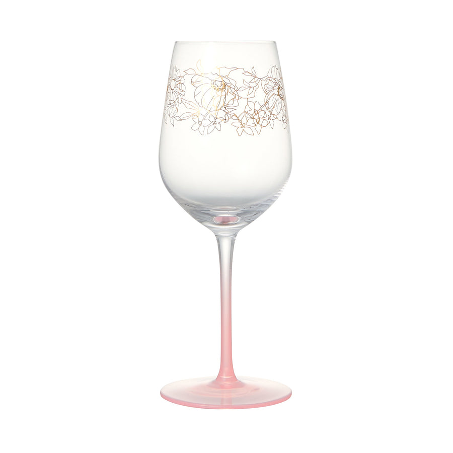 Flower &amp; Leaf Wine Glass Pink