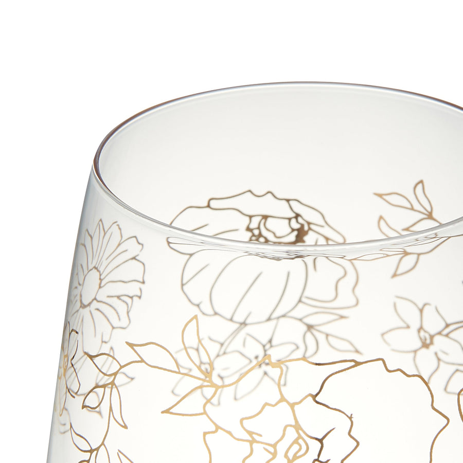 Flower &amp; Leaf Wine Glass Pink