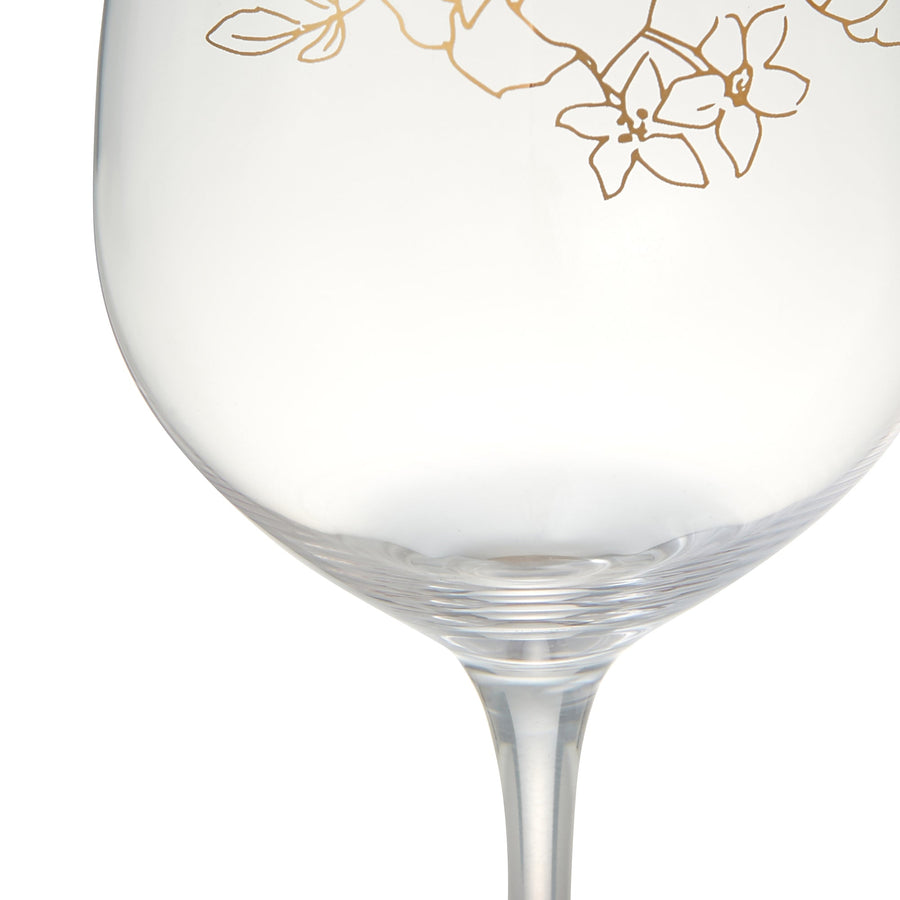 Flower &amp; Leaf Wine Glass Pink