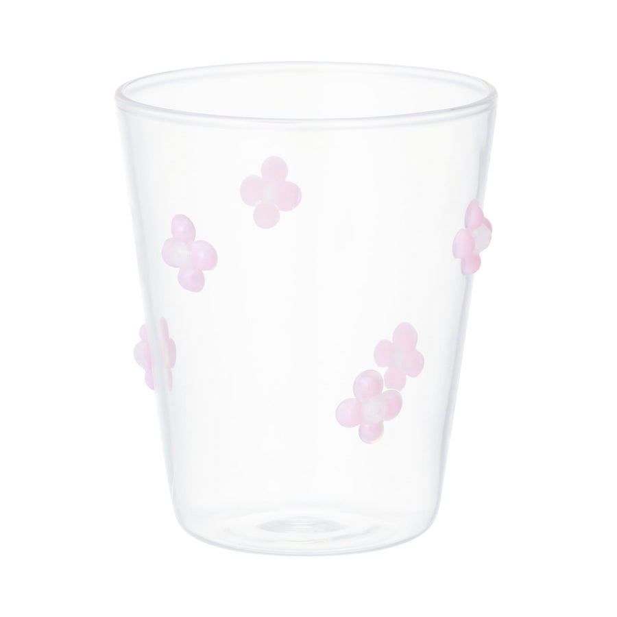フラワーガラスタンブラー ピンク