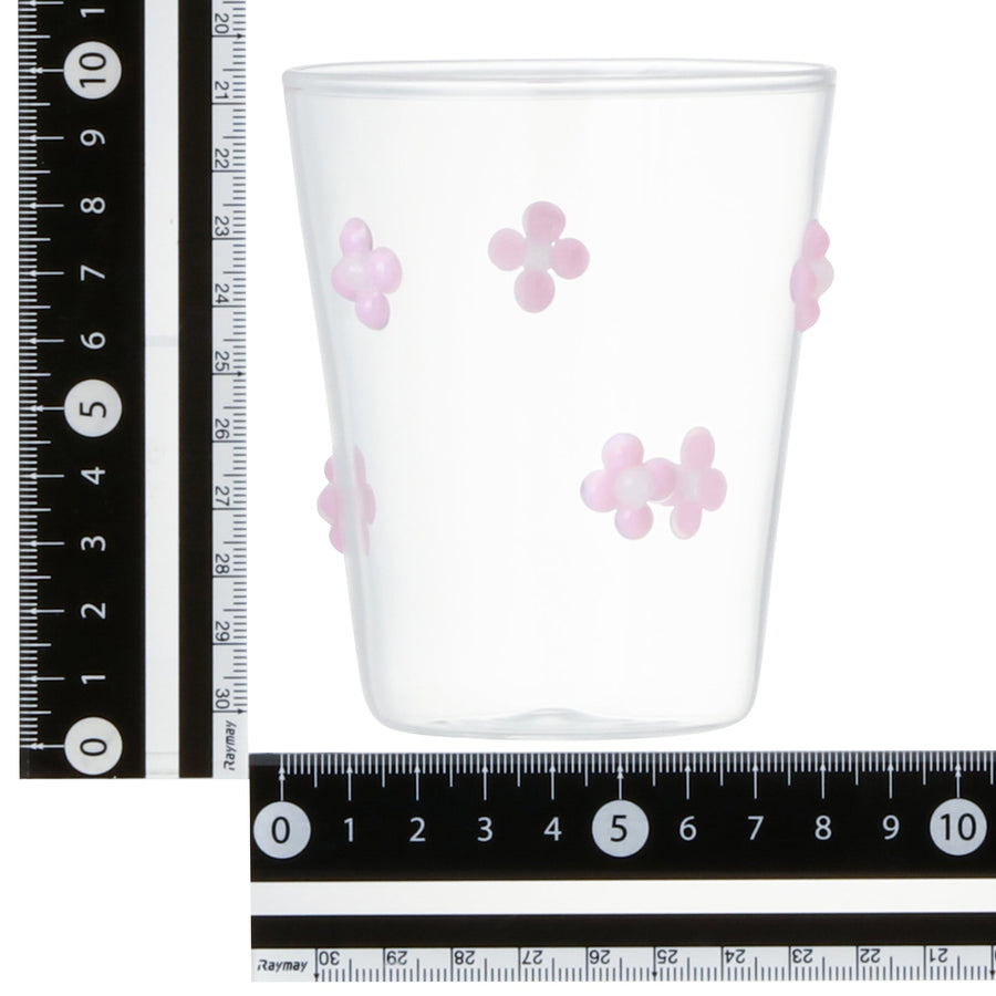 フラワーガラスタンブラー ピンク