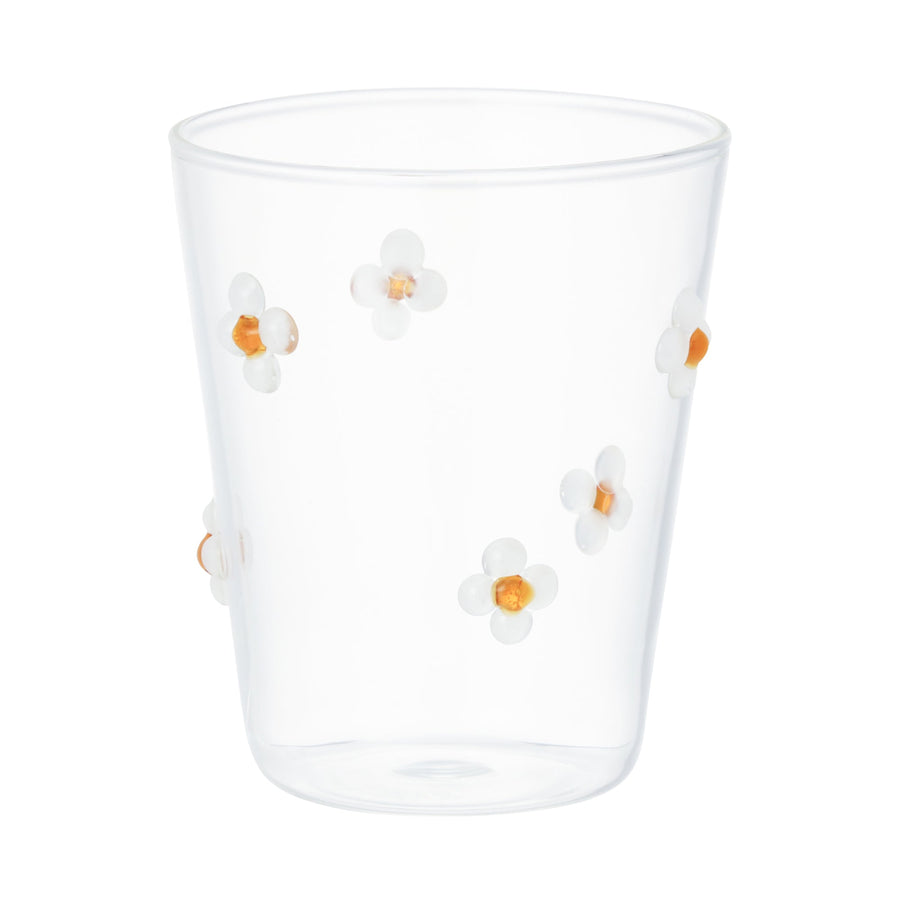 フラワーガラスタンブラー ホワイト