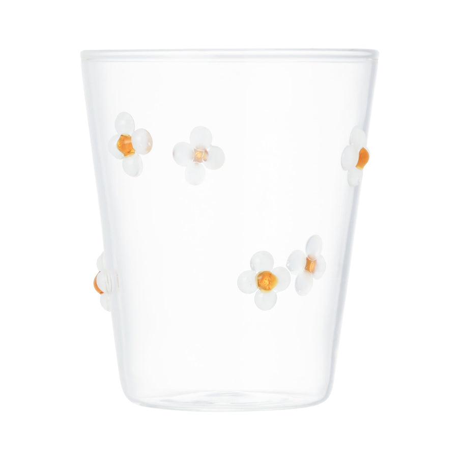 フラワーガラスタンブラー ホワイト