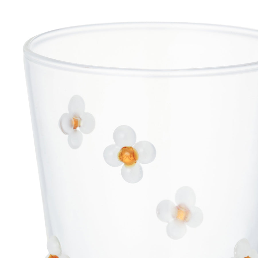 フラワーガラスタンブラー ホワイト