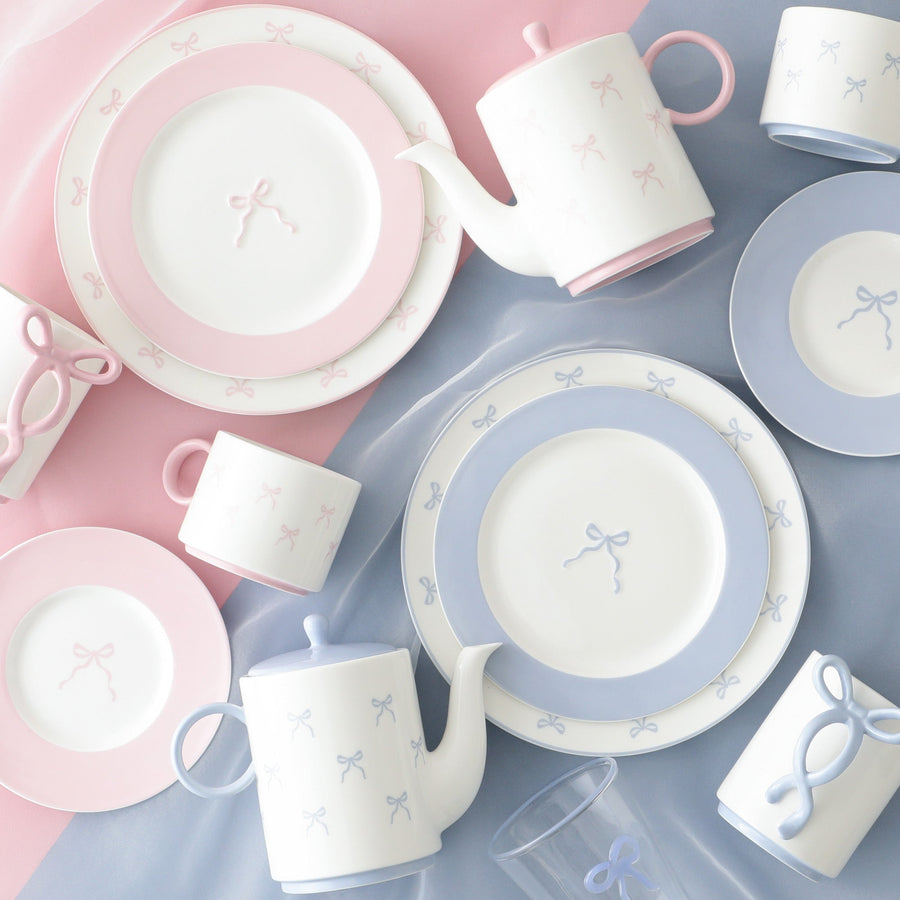 リボン ガラスタンブラー ピンク