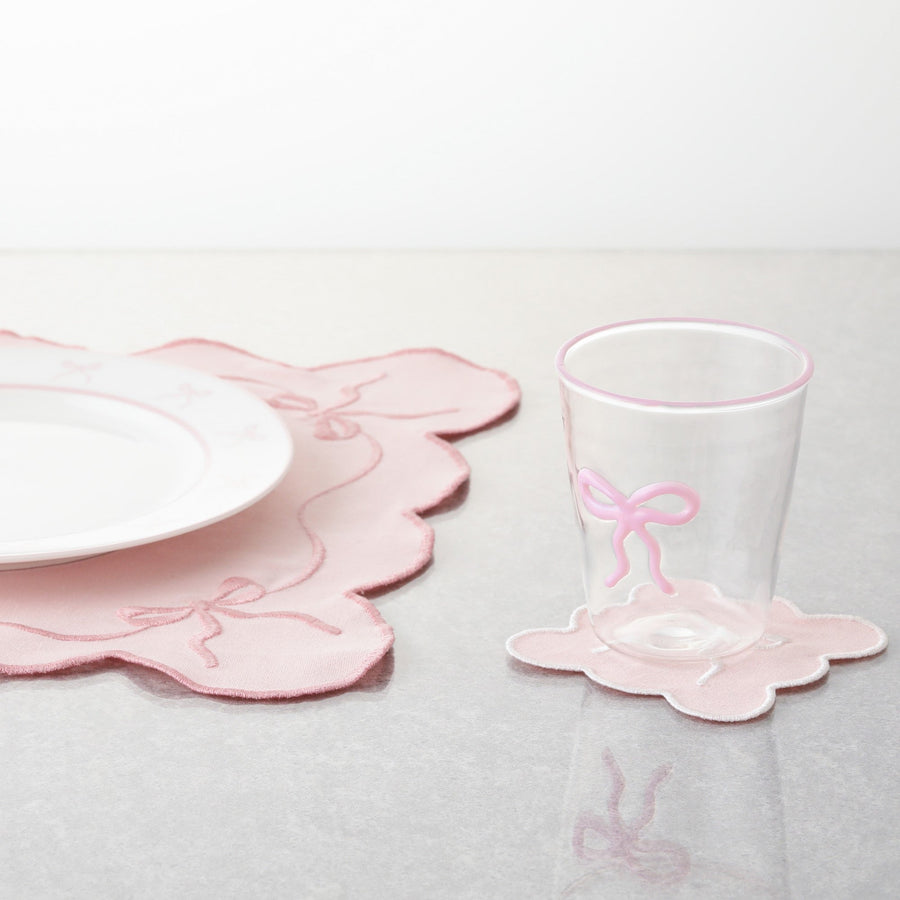 リボン ガラスタンブラー ピンク