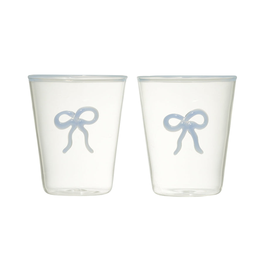 リボン ガラスタンブラー ブルー